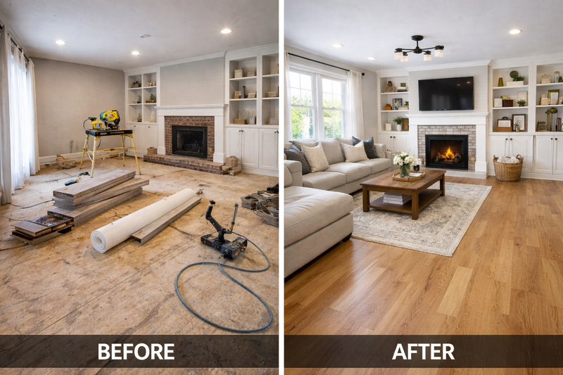 Modern Living Room Upgrade with Fireplace Focus